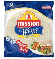 Mission  Wraps Super Soft 360g 8 Wraps แผ่นแป้งสำเร็จรูป จำนวน 8 แผ่น ขนาด 360 กรัม