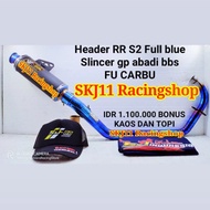Knalpot Racing SJ88 Satria FU Karbu Fullser Header Blue Biru GP Abadi