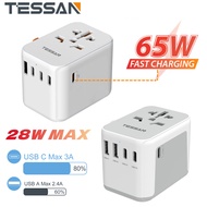 Universal Power Adapter Type C Fast Charging Universal Travel Adapter, TESSAN International Travel Plug Adaptor with USB C, All in One Worldwide Wall Charger Travel Adapter USB Socket Charger Universal Adapter for US to Europe Germany France Spain Ireland