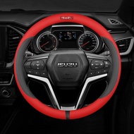 Da sợi nhỏ bọc bánh lái màu đỏ chống trượt thoải mái Bọc vô lăng ô tô cho Isuzu Dmax mux mu MU-7 D-M