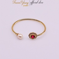 VT39 - Bracelet with 8 -9 mm Freshwater White Pearl and Zirconia border, High Quality Gold Plated