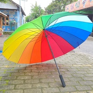 Jumbo Rainbow Golf Umbrella Straight Handle Rain Umbrella 115 cm