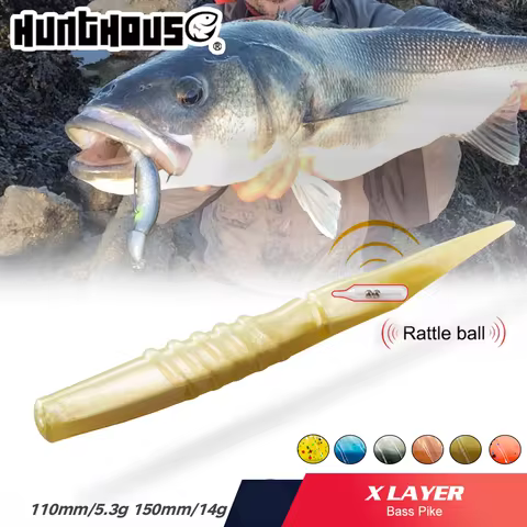 Hunthouse Rattlesnake Soft Lure With Rattles 110mm/5.3g 150mm/14g PVC Materal Lerrue For Fishing Pik