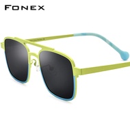 FONEX แว่นตากันแดดไทเทเนียมแท้สำหรับผู้ชาย2024ใหม่ย้อนยุคแนวแฟชั่นคุณภาพสูงสี่เหลี่ยม UV400โพลาไรซ์ F85789T สำหรับผู้หญิง
