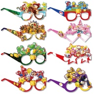 Children Birthday Gifts Decoration Supplies Super Mario Birthday Glasses Mario Party Paper Glasses Photo Props Birthday Party Props Game Theme Birthday Glasses