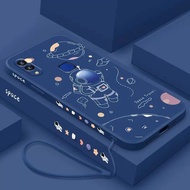 Casing For vivo v11i v11 y97 phone case Simple Line Astronaut Pattern Silicone TPU Phone Case with Same Color Lanyard