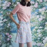 High-Waisted Summer Shorts - Summer Field: Blue | กางเกงขาสั้นเอวสูง ผ้าคอตตอนพิมพ์ลายดอกไม้สีฟ้า