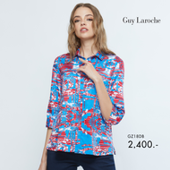 Guy Laroche womans shirt Soft cotton Fast & Furious เสื้อเชิ้ตผู้หญิง แขนสามส่วน สีฟ้า GZ18DB