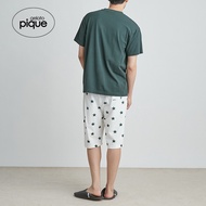 Gelato Pique Men's Spring Summer Pajama Set with Printed Shorts and Letter T-Shirt