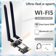 [G V W E] 7265AN WiFi 5 Card PCI-E Wireless Network Card Dual Band 2.4G/5GHz AC300M Bluetooth 4.0 Wi