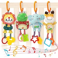 TUMAMA Baby Toys for 0/3/6/9/12 Months Handbell Baby Rattle Soft Plush Early Development Stroller To