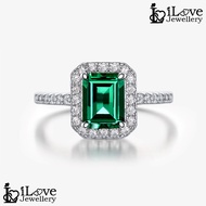 iLove Jewellery S925 Silver Ring1.8ct Green Lab Created Emerald Gemstone Cubic Zirconia Women ILR027