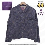 Gloria Vanderbilt Second Hand | Purple Denim Jacket With Full Print Chest Size 44 Inches Soft And St