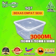MW-SQ7 Square Plastic Container with Lids 3000ML 5/30 Sets Bekas Makanan Plastik Petak