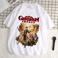2024 waffle gift for friends   Original God short-sleeved T-shirt boys around two yuan animation game clock away from can li Gan rain casual T-shirt clothes
