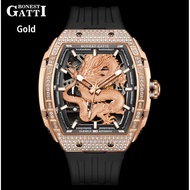 BONEST GATTI Barrel Dragon 184 zircon Bezel Men's Automatic Mechanical Watch Luminous BG5605