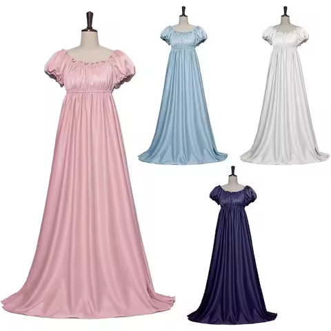 Vintage Victorian Bridgerton Style Ball Gown Women Medieval Renaissance Dress Regency Core Cosplay C