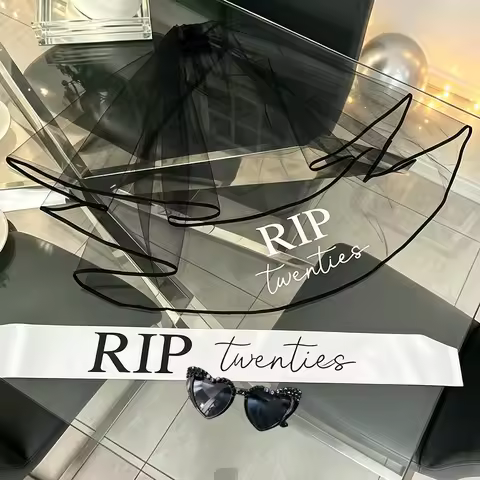 RIP To My 20s Veil Sash Heart Accessories Set 30th Birthday Party Funny Decoration 30 Years Old Beau
