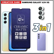 PACKAGE 3 INC 1 TEMPERED GLASS SAMSUNG GALAXY A34 5G MATTE ANTI BLUE - SAMSUNG A34 5G