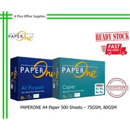 PAPERONE A4 Paper 500 Sheets / Kertas A4 - 75GSM, 80GSM