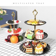HITAM Fruit Cake Dining Rack Cake Plate Display Stand/Fruit Cake Display Rack Suitable For Party catering 3-level Food Stand According To The Picture/Fruit Cake Dining Rack Cake Plate Display Stand - Black/Fruit Cake Dining Rack Cake Plate Stand Display