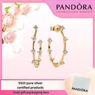 Latest S925 Pure Silver Jewelry Package Duty Free Pandor Pandora Era Lab-Grown Diamond Station Hoop 