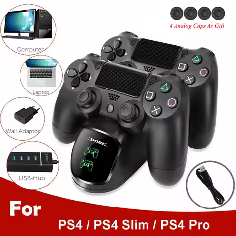 PS4 Charger Charging Dock Station Dual USB with LED Indicators Joystick Gamepad Charger for Playstat