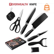 Set Pisau Dapur Good Quality Sharp Knife Kitchen Cleaver Slicing Chef Knife 7Pcs Gift Set (Knife+Peeler+Scissor)