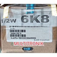 6K8 1/2WATT 1% RESISTOR 0.5WATT 6K8 METAL FILM TAIWAN