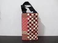 ~琴姐ㄉ店~C187M026~日式棋子雙色面拼布水壺袋,水壺提袋,小型提袋。便當袋。環保袋。飲料手提袋~
