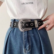 Super beautiful YK2 style belt with sparkling stones, hottrend Korean style dress belt for women