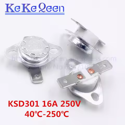 KSD301 250V 16A 260Degc Temperature switch Normally closed Flat foot Fixed ring 140 165 175 180 190 