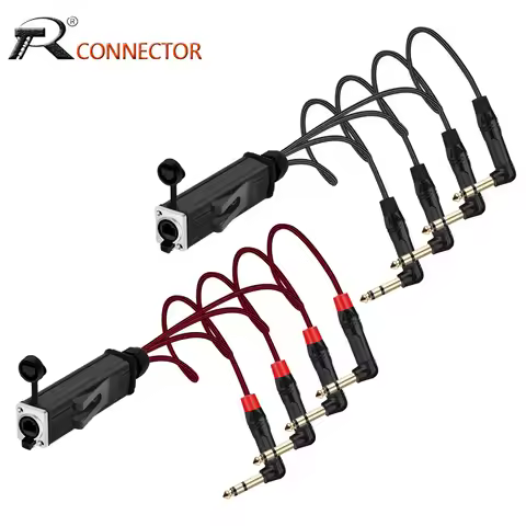 Audio 4 Channel 6.35mm Right Angle 1/4 Inch TRS Stereo Male Plug Cable to RJ45 CAT5 Female Network S