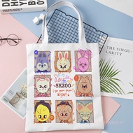 Cute Tote Bag Stray Kids SKZOO Kpop Linen Fabric Shoulder Shopper Bags For Women Eco Foldable Reusab