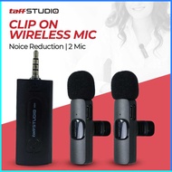 Ready COD TaffSTUDIO Clip On Mic Wireless Noice Reduction Vlogging Singing 3.5mm K35 Pro / mik tanpa