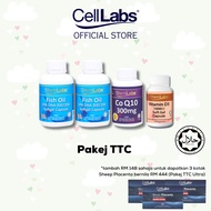 CellLabs Pakej TTC Coq10 300mg + Fish Oil Double Strength 100 X2 + Vitamin D3 60
