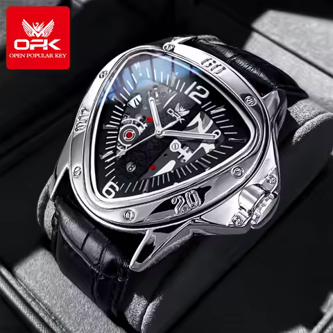 OPK Brand Men's Watch Casual Fashion Triangle Large Dial Quartz Watch Men's 8168