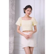 Yvette Textured Mesh Top Yellow