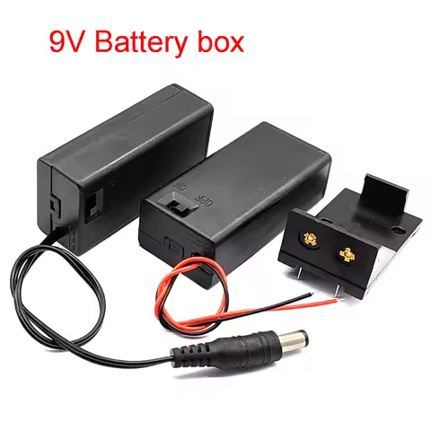 9V Battery Holder 9V Battery Box With Cover And ON/OFF Switch With Cable And DC Head 9V Battery Case