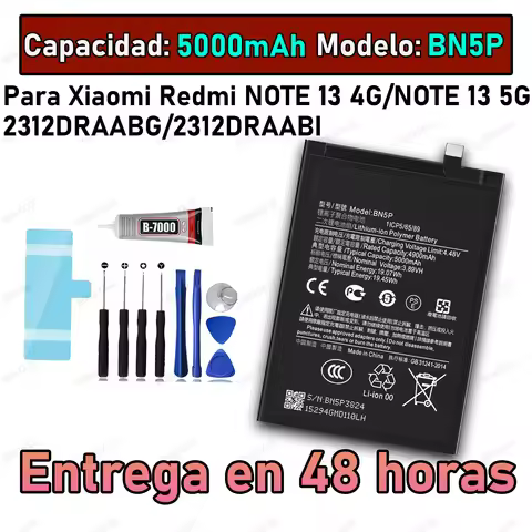 100% New Zero Cycle BN5P Battery For XIAOMI Redmi Note 13 4G/Note 13 5G Bateria +Free Tools