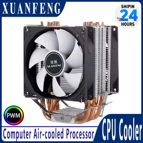 XUANFENG CPU Cooler Air-cooled 2/4/6 Heat Pipe Cooling 90mm Fan Silent Office Games Install LGA1200 
