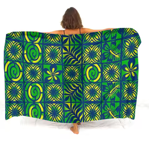 Summer Seaside Resort Swimsuit Jacket Temperament Sarong Tribal Pattern Design Polynesian Floral Cus