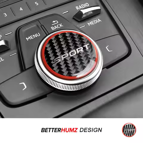 For Audi A4 B9 A3 8V Q5 FY Carbon Fiber Center Console Multimedia Knob Trim Protector Sticker Car In