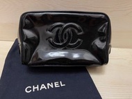 Vintage chanel black patent leather vanity bag 中古包袋/化妝包/化妝袋/多用途包/肩揹/斜揹小包