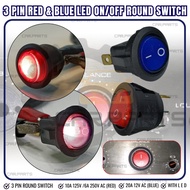 CP 3 Pin Led Rocker Switch Round 10A/6A/ 20A Light Switch Car Button Light On Off Switch KCD1-8