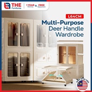 THE L64cm 2 Doors Wardrobe Multipurpose Foldable Stackable Storage Cabinet Storage Box With Roller