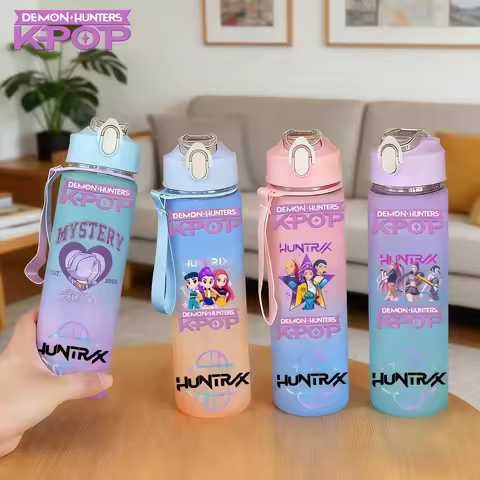 750ml KPop Demon Hunters Blue Purple Gradient Water Bottle Cartoon Mug with Scale Fashion Portable F