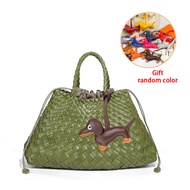 Halloween High Quality Woven Basket Bag Women Vegan Leather Top Handle Tote Handbag Chic Beach Bags