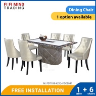 Nille Marble Dining Set/ Marble Dining Table/ Meja Makan 6 Kerusi/ Meja Makan Marble/ Meja Makan Set