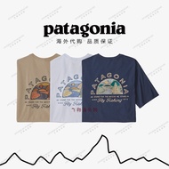 Patagonia เสื้อยืดผู้ชาย,พิมพ์ลายคอกลมตกปลาบินใหม่37543ชั่วโมง